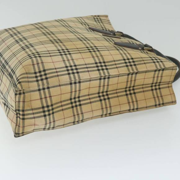 BURBERRY Nova Check Black label Hand Bag Canvas Beige Auth bs11104 - Picture 3 of 16